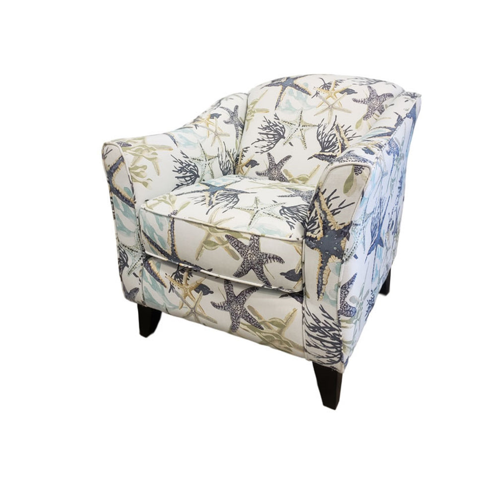 Fusion Jitterbug Flax Savannah Ocean Accent Chair - Stylish Comfort With Reversible Cushion For Your Space Multi S,75% Polyester 452 Savannah Ocean Accent Chair