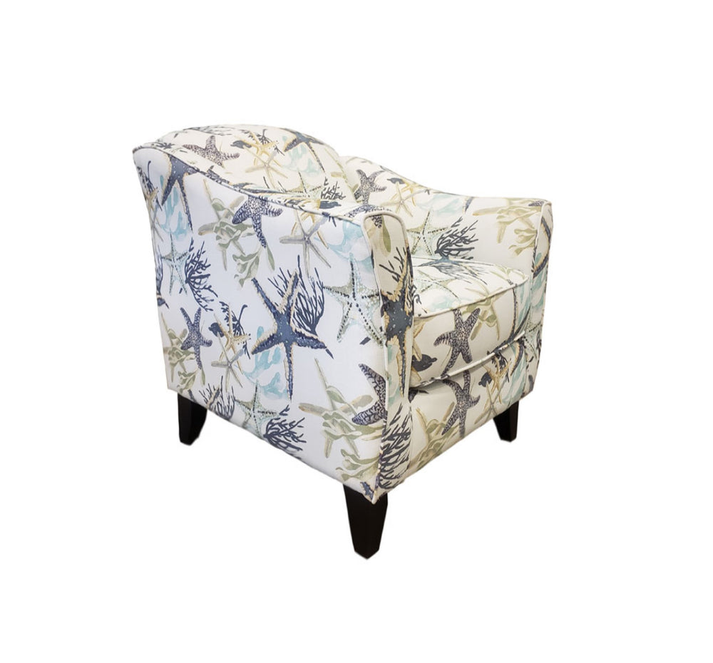 Fusion Jitterbug Flax Savannah Ocean Accent Chair - Stylish Comfort With Reversible Cushion For Your Space Multi S,75% Polyester 452 Savannah Ocean Accent Chair