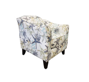Fusion Jitterbug Flax Savannah Ocean Accent Chair - Stylish Comfort With Reversible Cushion For Your Space Multi S,75% Polyester 452 Savannah Ocean Accent Chair