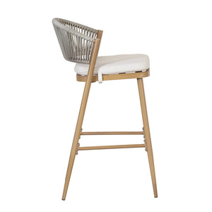 English Elm Christopher Knight Home® - Outdoor Scallop-Back Barstools Set Of 2 - 30.25" Seat Height, Maple Finish, Durable Aluminum Frame N772P245120W
