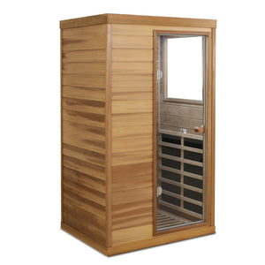English Elm Red Cedar Single Person Far Infrared Indoor Sauna with Glass Door and Lcd Controls W632S00019