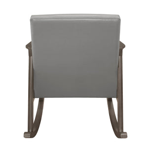 English Elm 1pc Auden Mid-Century Rocking Chair Faux Leather Button-Tufted Upholstery Walnut Solid Wood Frame Gray 40 L x 29.75 W x 19.75 H B011P271934