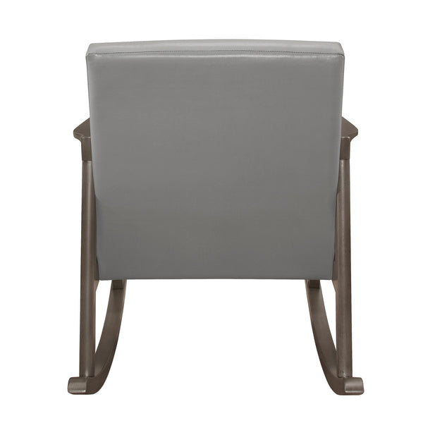 English Elm 1pc Auden Mid-Century Rocking Chair Faux Leather Button-Tufted Upholstery Walnut Solid Wood Frame Gray 40 L x 29.75 W x 19.75 H B011P271934