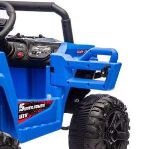 English Elm 12v Kids Electric Utv with 4-wheel Suspension Anti-collision Bar and 2-hour Battery Blue W1578P343327