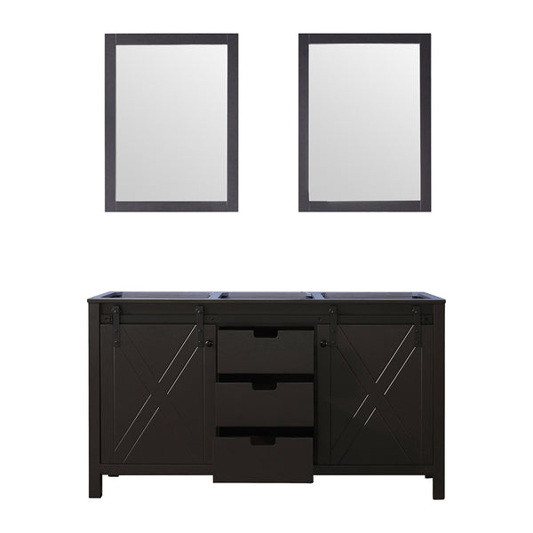 English Elm Brown Double Bath Vanity With 2 Mirrors - Elegant Storage Solution For Family & Guest Bathrooms B2731S00569