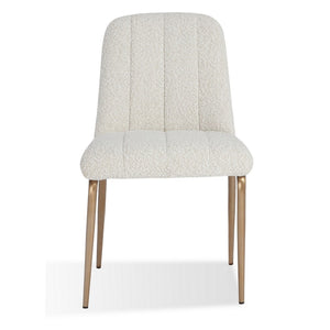 English Elm Rise Channel-back Boucle Dining Chairs with Tapered Bronze Legs for Modern Spaces B056P416850