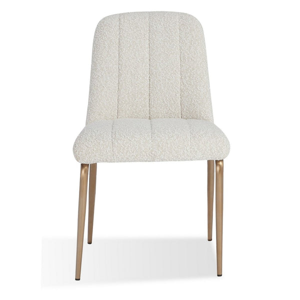 English Elm Rise Channel-back Boucle Dining Chairs with Tapered Bronze Legs for Modern Spaces B056P416850