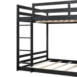 English Elm Full Bunk Bed with App Led Lighting Usb Charging Storage Drawers Kids Bedroom Black N820S00080B