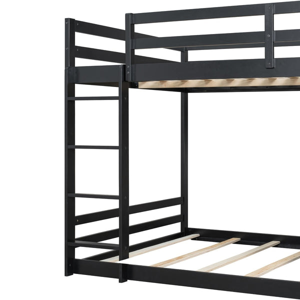 English Elm Full Bunk Bed with App Led Lighting Usb Charging Storage Drawers Kids Bedroom Black N820S00080B