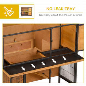 English Elm PawHut Heavy Duty 43" Steel Dog Crate with Wheels, Removable Tray, Top Access & Foldable Bowl Holder Light Yellow W2225P217660