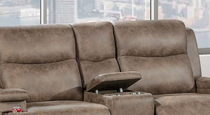 English Elm Modern Reclining Loveseat with Console Cup Holders Faux Leather Plush Seating Auburn B011P469517