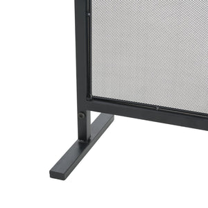 English Elm Regina Single Panel Iron Fireplace Screen Fine Mesh Hearth Guard in Matte Black N775P386918B