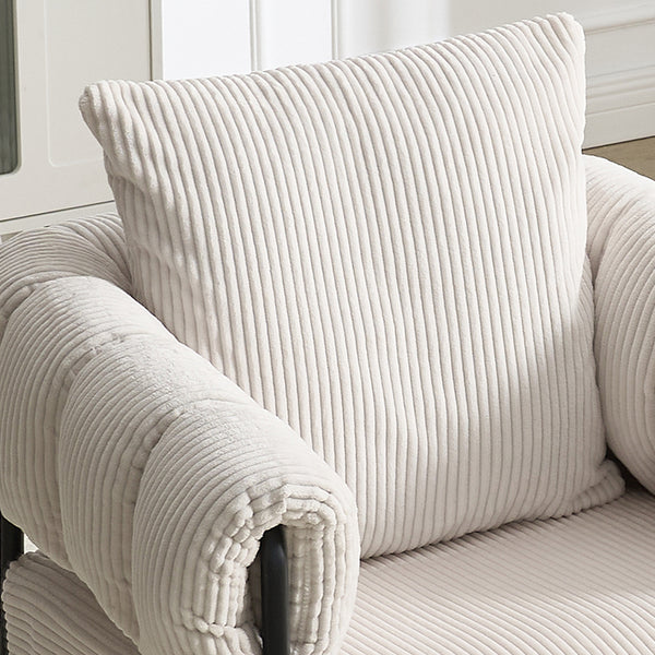 English Elm TS Modern decorative chair with plush teddy fleece upholstery and gold metal legs for luxe comfort and style Creamy White W2311P308063