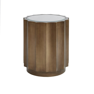 JLA Home Madison Park - Accent Valentina Accent Table — 20" Round Scalloped Tempered Glass Top, Bronze MDF Base, No Assembly MP120-0428