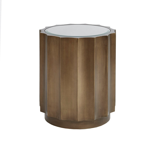 JLA Home Madison Park - Accent Valentina Accent Table — 20" Round Scalloped Tempered Glass Top, Bronze MDF Base, No Assembly MP120-0428