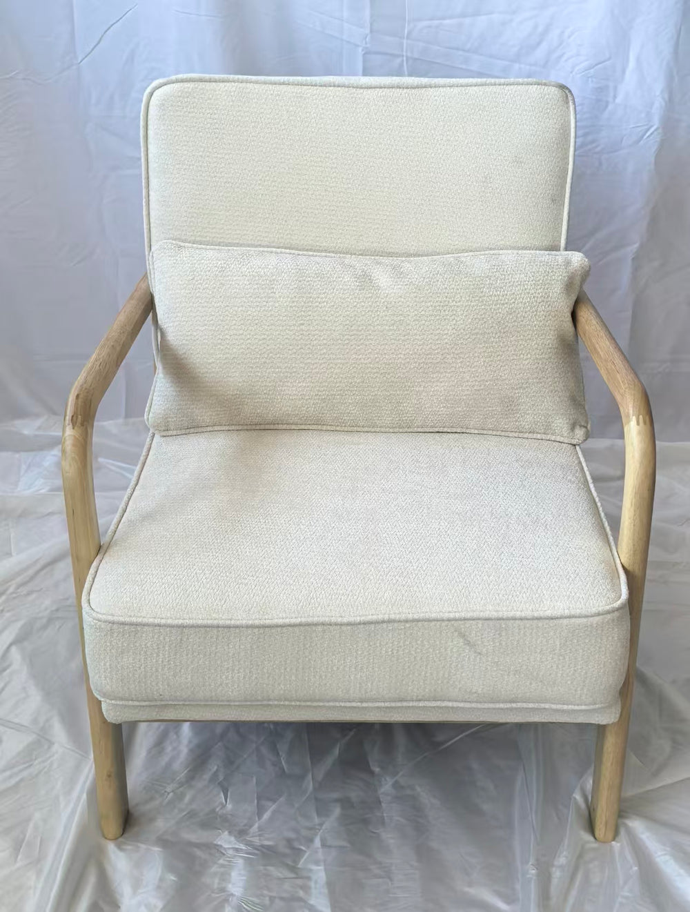 English Elm Mid-Century Modern Accent Chair - Vintage Luxury Upholstered Chair For Living Room & Bedroom Relaxation W1893P395615