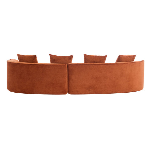 English Elm Christopher Knight Home® - 126" Curved Sectional Sofa - Dark Orange Full Foam, Oversized 5-Seater For Modern Living Rooms N771P247830C_N771P247831C