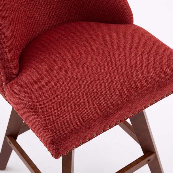 English Elm Counter Curved Back Swivel Barstool with Thick Cushioned Seat, 360° Rotation, Durable Rubberwood Frame, Supports 300 lbs WINE RED W1143P237898