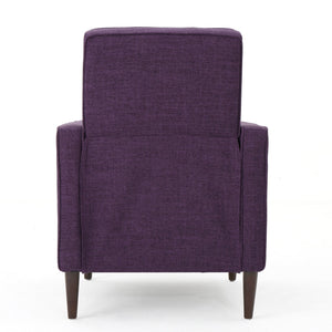 English Elm Christopher Knight Home® - Fabric Recliner Chair Mid-Century Modern Pushback Single Sofa with Tufted Cushion, Birch Legs, Cozy Comfort Purple 60741.00MPUR