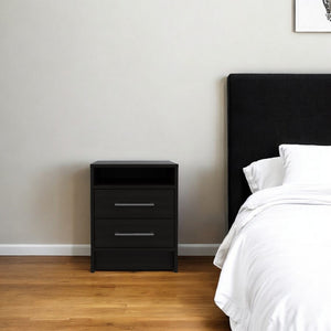 HomeRoots 20" Modern Wood Nightstand with Two Drawers - Stylish Storage Solution for Any Small Space! 453290