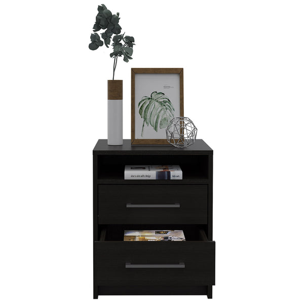 Homeroots Light And Dark Oak Two Drawer Nightstand   453290