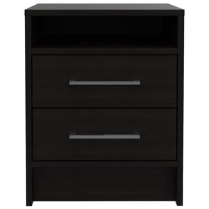 Homeroots Light And Dark Oak Two Drawer Nightstand   453290