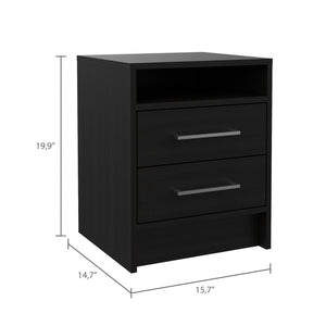 Homeroots Light And Dark Oak Two Drawer Nightstand   453290