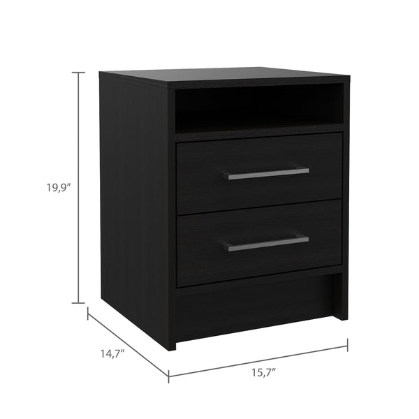 Homeroots Light And Dark Oak Two Drawer Nightstand   453290