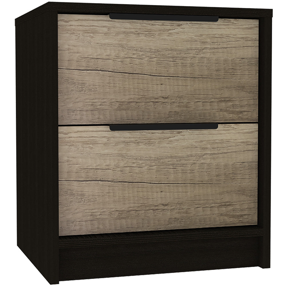 Homeroots Black Open Compartment Two Drawer Nightstand   453291
