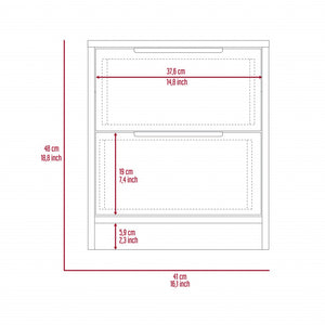 Homeroots Black Open Compartment Two Drawer Nightstand   453291