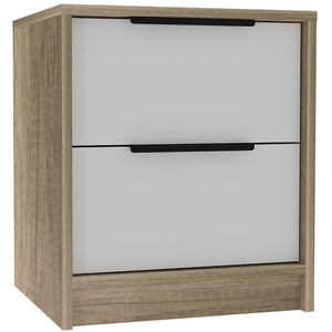 Homeroots Mod Light Oak And White Two Drawer Nightstand   453292