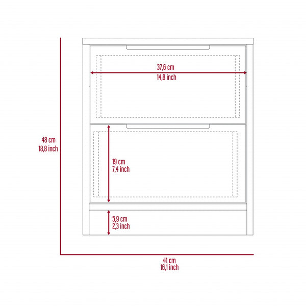 Homeroots Mod Light Oak And White Two Drawer Nightstand   453292