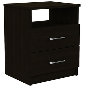 Homeroots Brown Open Compartment Two Drawer Nightstand   453293