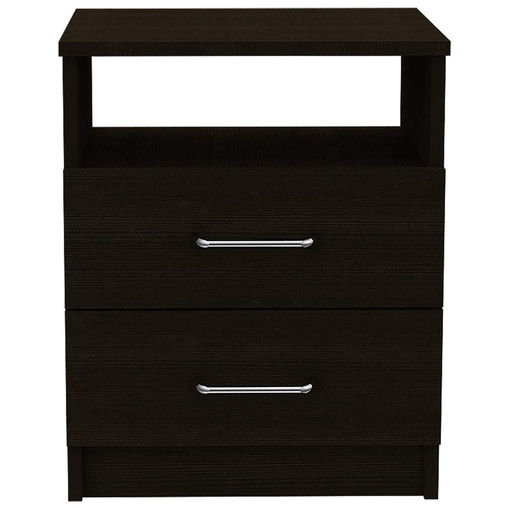 Homeroots Brown Open Compartment Two Drawer Nightstand   453293
