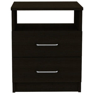 Homeroots Brown Open Compartment Two Drawer Nightstand   453293