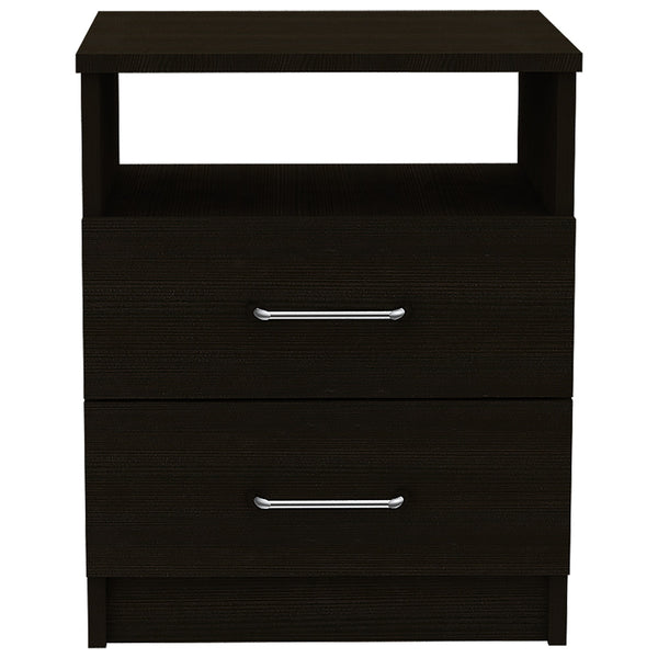 Homeroots Brown Open Compartment Two Drawer Nightstand   453293