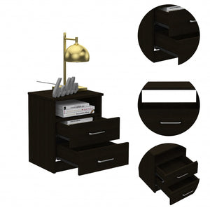 Homeroots Brown Open Compartment Two Drawer Nightstand   453293