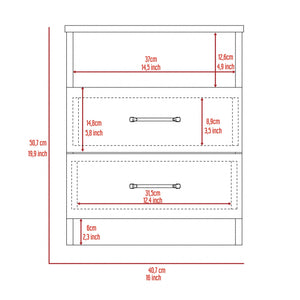 Homeroots Brown Open Compartment Two Drawer Nightstand   453293