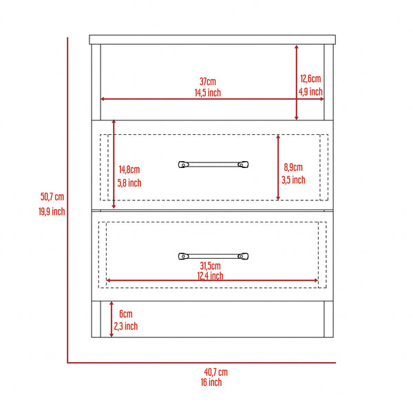Homeroots Brown Open Compartment Two Drawer Nightstand   453293