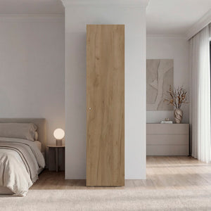 English Elm Deftones Tall Narrow Wenge Cabinet Four Shelves Slim Floor to Ceiling Bedroom Storage B128P485411