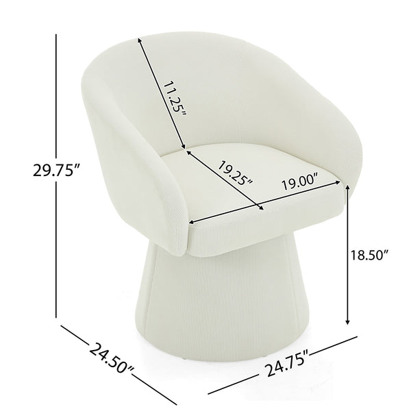 English Elm Christopher Knight Home® - Modern Swivel Narrow Corduroy Accent Chair with 360° Rotation, Compact Barrel Seat, 300 lb Capacity, Beige Comfort N765P292088B