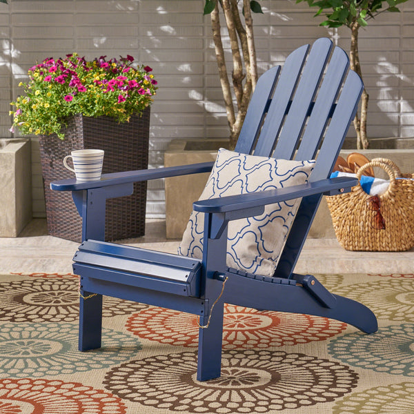 English Elm Christopher Knight Home® - HOLLYWOOD Acacia Wood Foldable Adirondack Chair for Patio & Poolside — Weather-Resistant, Classic Comfort Blue 39.25 L x 24.5 W x 7.75 H 62399.00BLU