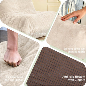 English Elm Ftmmc-lanse Chenille Bean Bag Chair Full Body Support for Reading and Media Rooms White W3737P458670