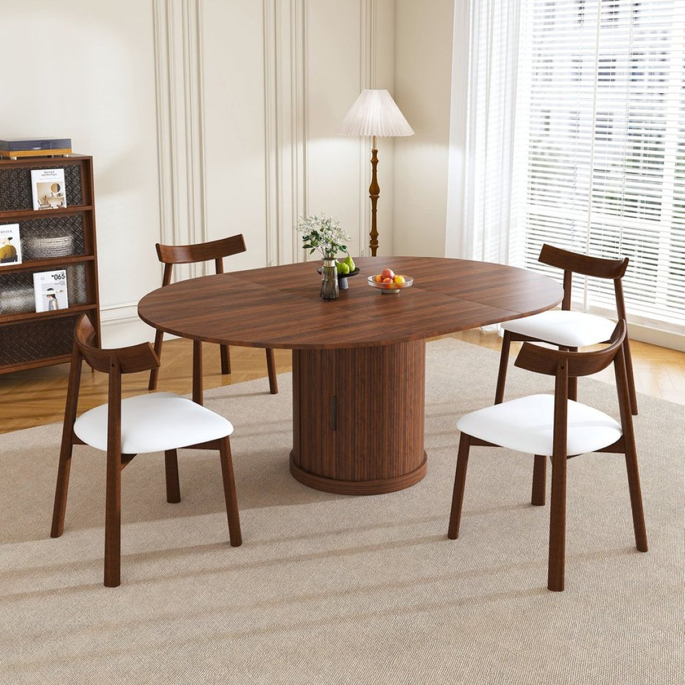 English Elm 59-inch Expandable Glass Top Dining Set Seats 8 with Upholstered Chairs X-base W2700S00113