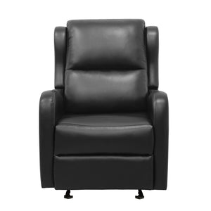 English Elm Black Faux Leather Durant Glider Recliner Chair — Smooth Glide, Pull-Tab Recline, Compact Comfort for Living Room B011P207532