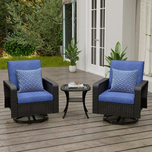 English Elm Tl Outdoor Pe Rattan Swivel Lounge Chair Set with Side Table for Patio Deck T5925S00011