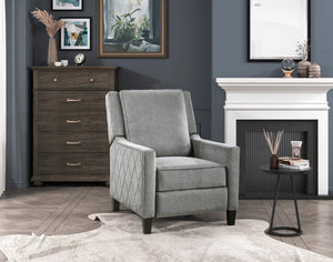 English Elm Modern Reclining Chair with Textured Upholstery, Nailhead Trim & Solid Wood Frame for Living Rooms Gray 30.75 L x 34 W x 27.25 H B011P190689