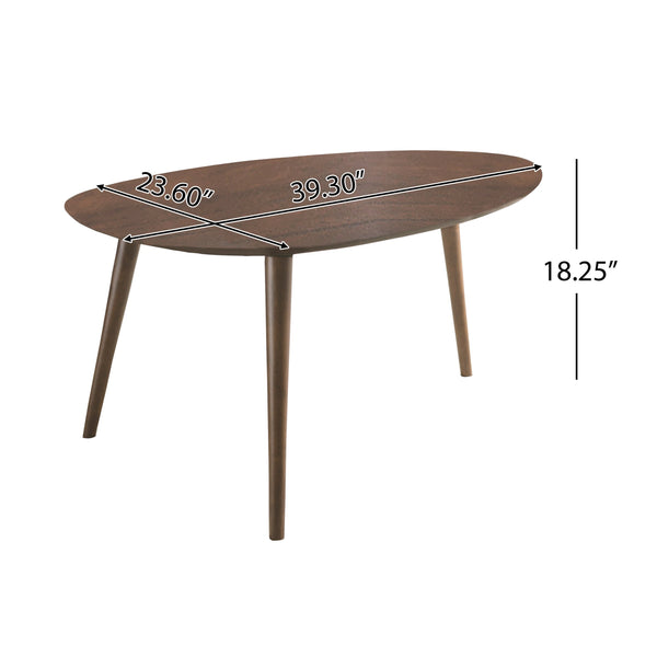 English Elm Christopher Knight Home® - Coffee Table - Mid-Century Modern Oval Design With Eco-Friendly Wood Legs For Stylish Living Spaces N771P256402T