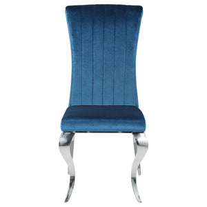 English Elm Shambrook Blue Upholstered Side Chairs Set of 4 — Tufted Curved Back, Plush Padding, Sleek Dramatic Legs B062S00803