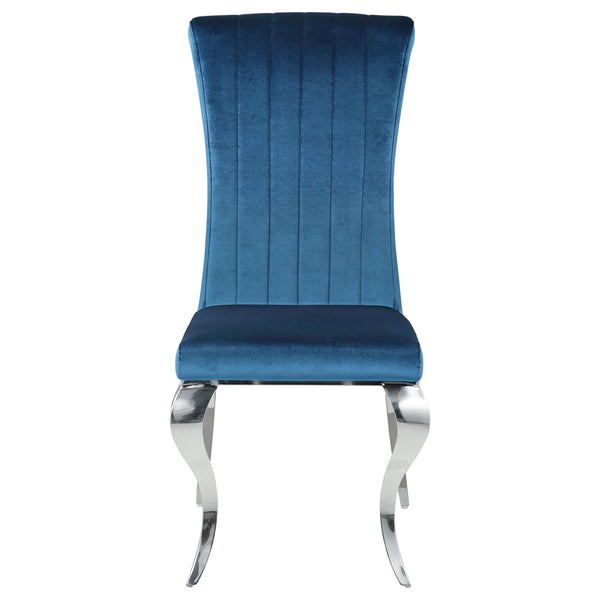 English Elm Shambrook Blue Upholstered Side Chairs Set of 4 — Tufted Curved Back, Plush Padding, Sleek Dramatic Legs B062S00803
